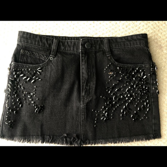 Free People Black Denim Miniskirt - Picture 4 of 6